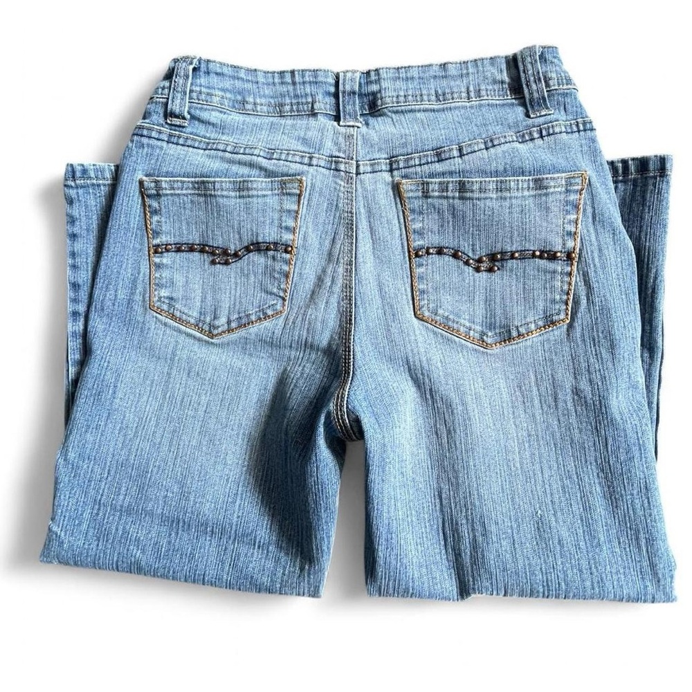 Faded Glory Women's 4 Vintage y2k Light Blue Jean Denim Capris Rhinestone Studs